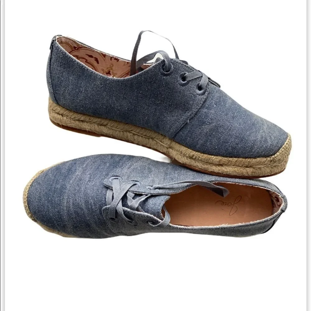 New Joie Denim Lace Up Espadrilles Sneaker…